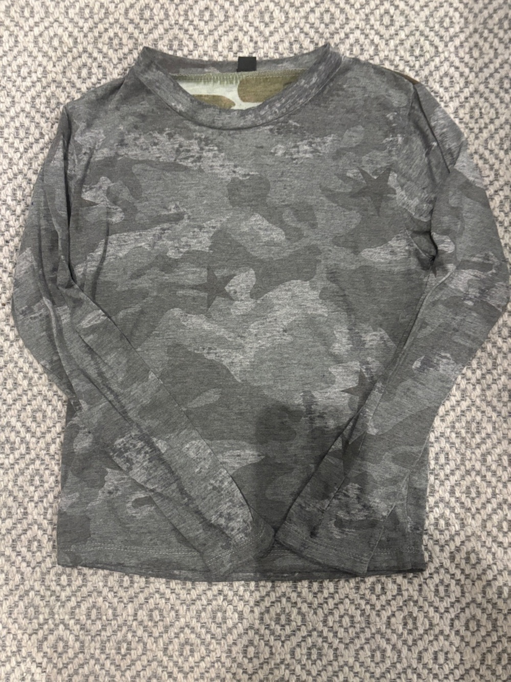 Source Unknown Gray Camouflage Long Sleeve Kids Top